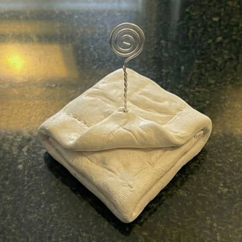 12. Folded Blanket Corner Clay Photo Holder