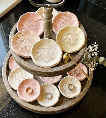 12. Vintage Lace Impression Ring Dishes