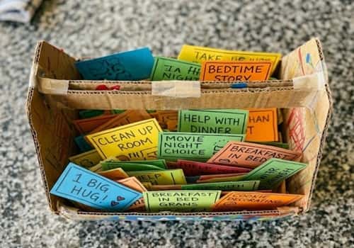 2. Cardboard Toolbox Filled With Kid Coupons