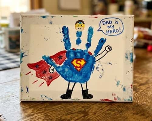 3. Handprint Superhero Dad Canvas