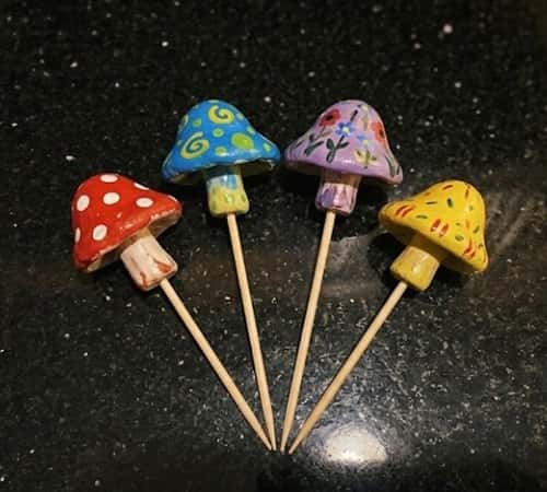 3. Rainbow Mushroom Garden Stakes