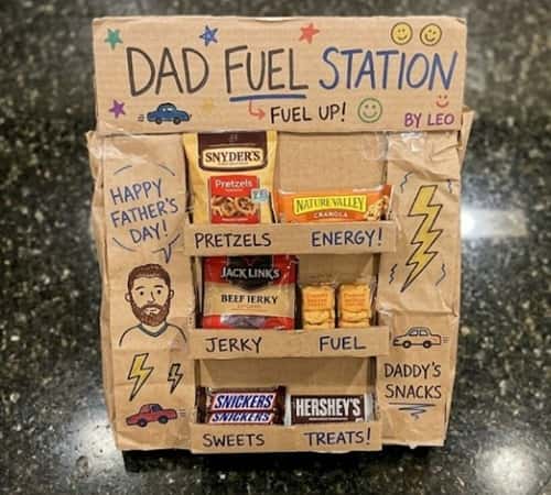 4. Cardboard Dad Fuel Station Snack Holder