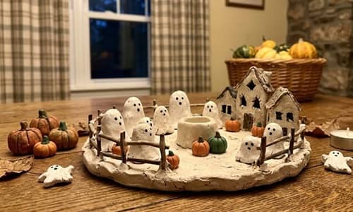 4. Ghost Village Clay Candle Tray