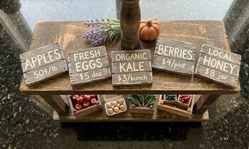 4. Miniature Farmers Market Crate Signs