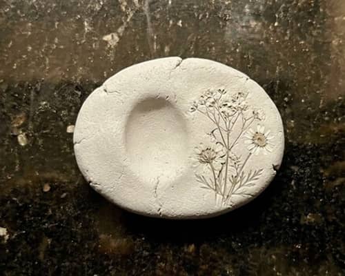 4. Pressed Wildflower Clay Worry Stone