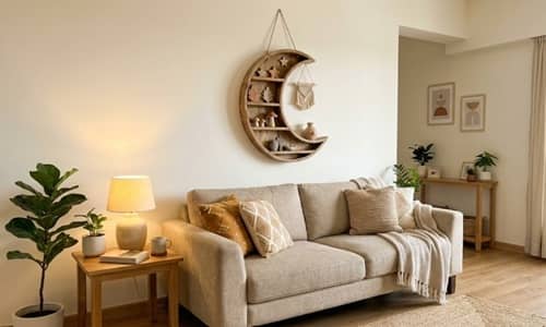 4. Suspended Clay Moon Shelf Accent