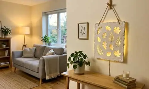 5. Leaf Lantern Glow Plaque