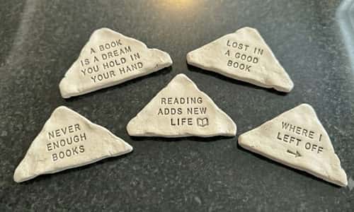 6. Clay Book Corner Markers for Readers