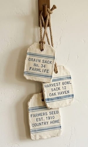 6. Clay Grain Sack Wall Tags