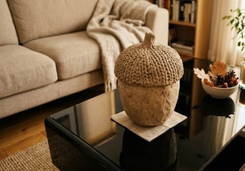 6. Oversized Knit-Texture Acorn Sculpture