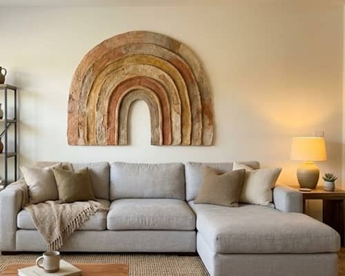 7. Layered Clay Arch Wall Sculpture