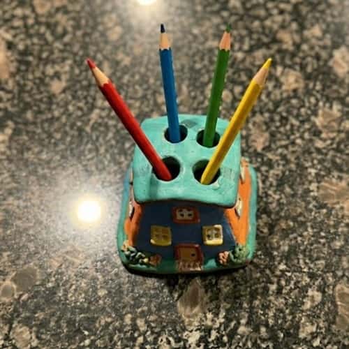 7. Upside-Down House Pencil Holder