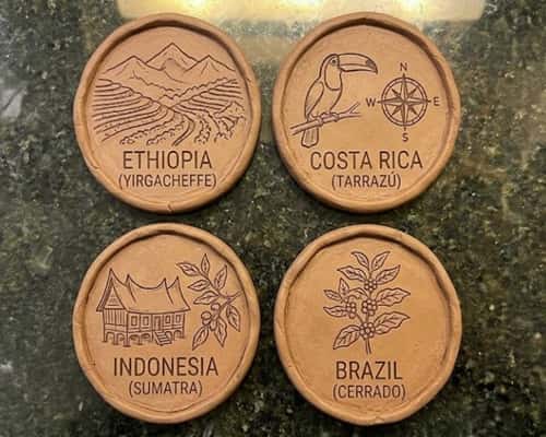 8. Coffee Passport Stamp Coasters