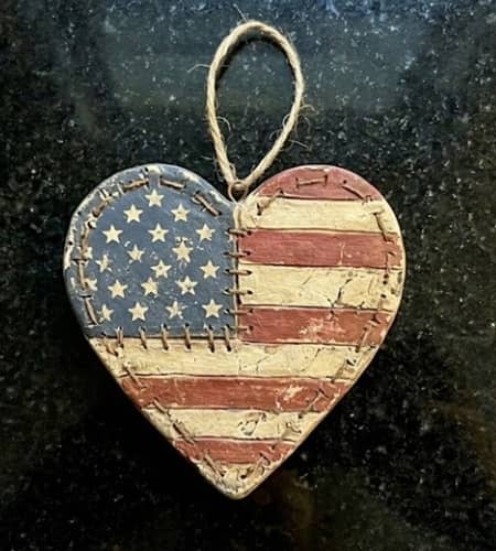 8. Hanging Liberty Heart With Patchwork Flag