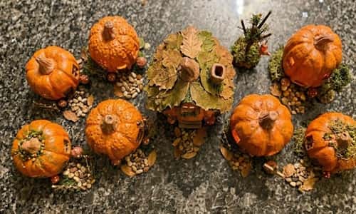9. Pumpkin Cottage Tealight Village