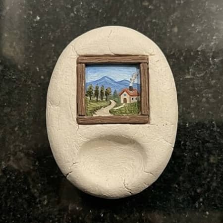 9. Tiny Window Scene Clay Worry Stone