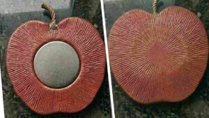 DIY Cornstarch Clay Apple Magnet - featured