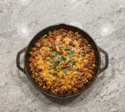 1. Cheesy Taco Rice Skillet