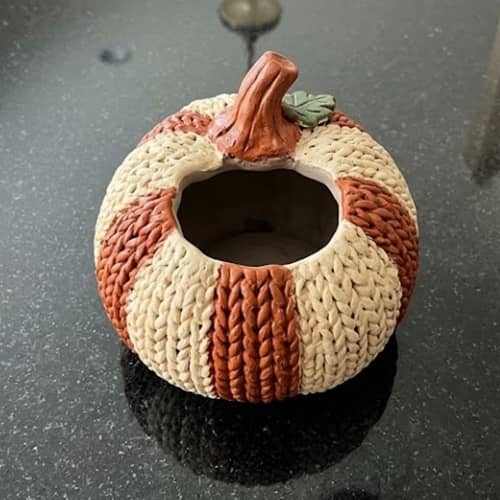 1. Cozy Sweater Knit Pumpkin Planter