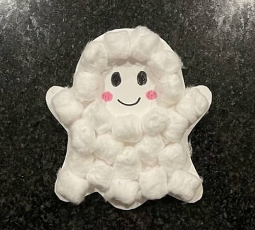 1. Puffy Ghost Cotton Ball Friends
