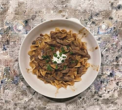 10. Creamy Mushroom Beef Stroganoff Skillet