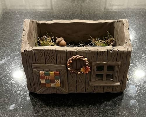 12. Antique Autumn Quilt Barn Planter