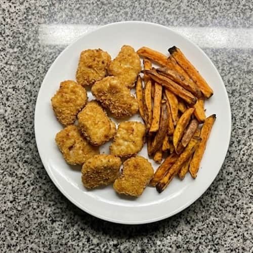 12. Homemade Chicken Nuggets with Sweet Potato Fries