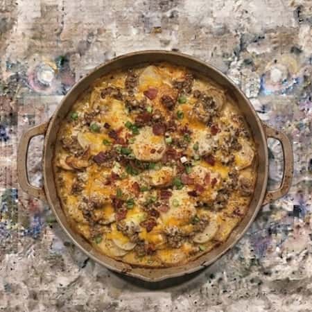 12. Loaded Beef and Potato Nacho Bake