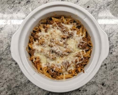 2. Cheesy Beefy Pasta Dump Dinner