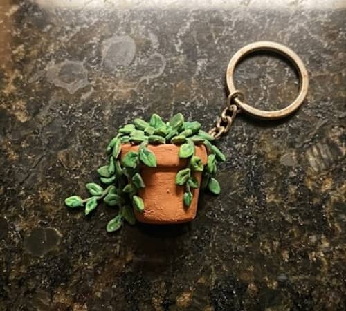 2. Mini Plant Pot With Hanging Leaves