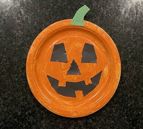 2. Paper Plate Friendly Jack-o'-Lantern