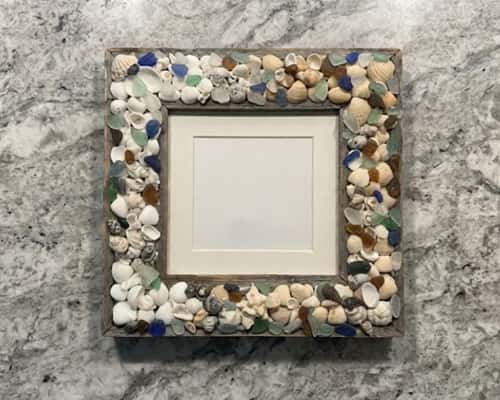 5. Sea Glass and Shell Memory Frame