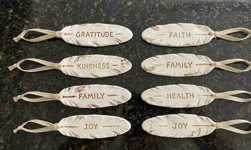 6. Gratitude Feather Hanging Ornament
