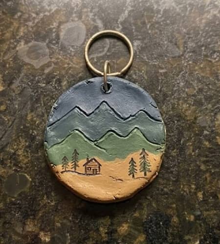 6. Layered Mountain Landscape Keychain