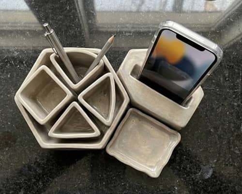 6. Modular Desk Pen Dock With Hidden Phone Slot