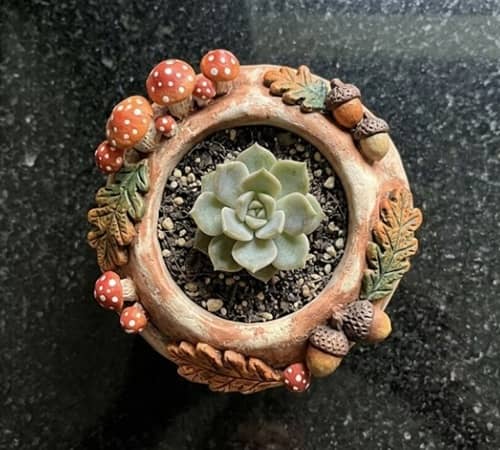 6. Stacked Woodland Mushroom Planter
