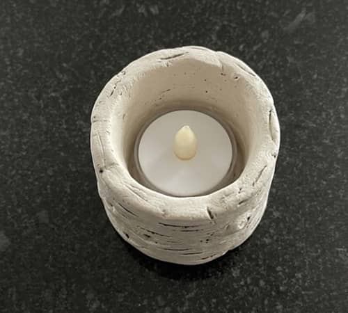7. Birch Log Tea Light Holder (LED Only)