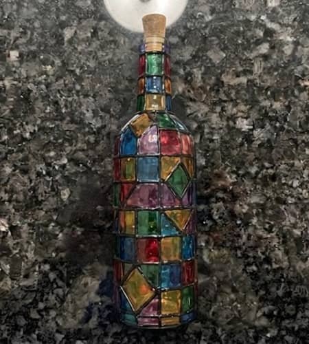 7. Faux Stained Glass Mosaic Bottle