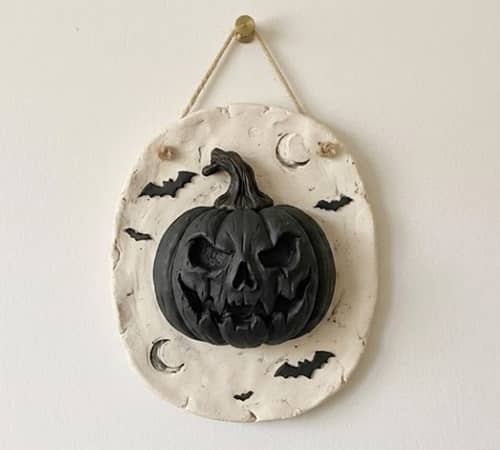 8. Gothic Pumpkin Relief Plaque