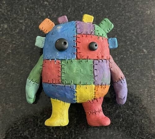 8. Patchwork Monster with Stitched Squares