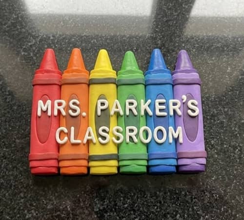 9. Crayon Name Plate That Looks Like It Jumped Off a Teacher's Desk