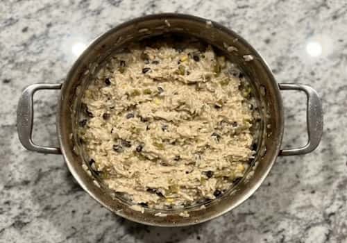 9. Creamy White Chicken Enchilada Rice Pot