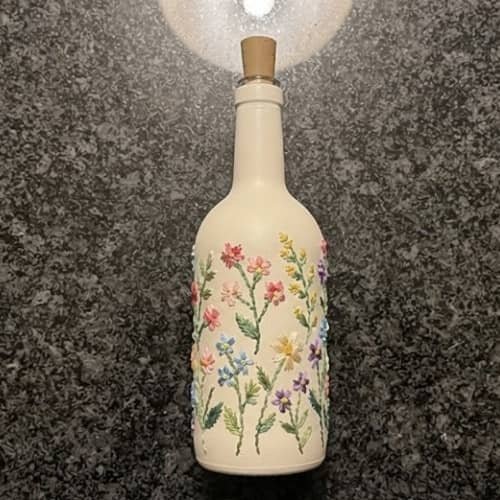 9. Faux Embroidered Floral Bottle
