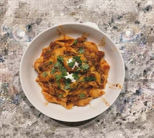 9. One-Pan Beef Enchilada Pasta