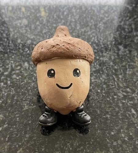 9. Smiling Acorn with Tiny Boots