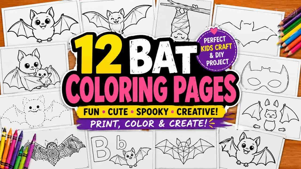 Bat coloring pages - featured