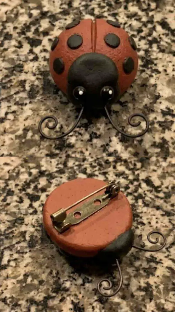 Ladybug Clay Brooch