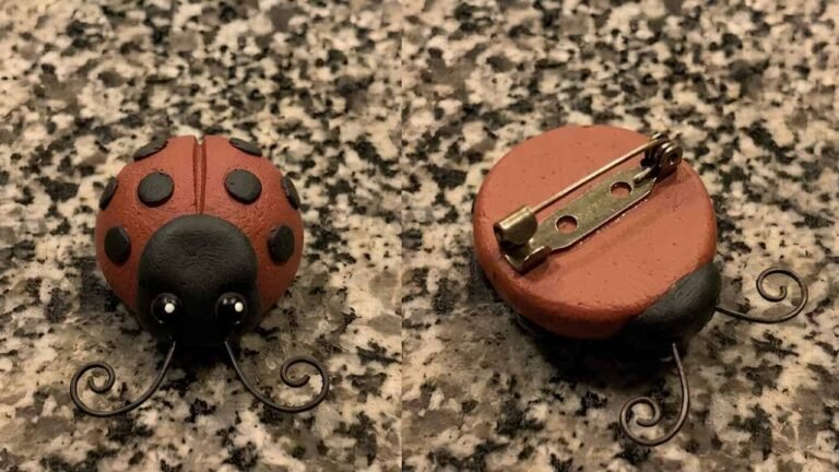 Ladybug Clay Brooch - featured