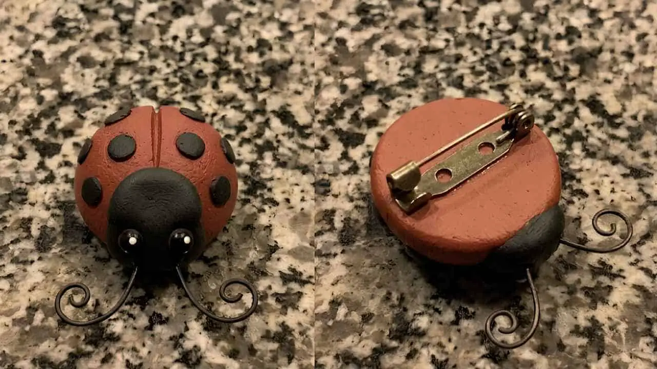 Ladybug Clay Brooch - featured