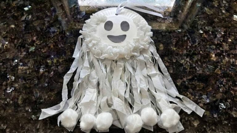 Paper Plate Ghost Craft for Halloween - featured